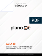 Questionário para iniciar seu planejamento- Aula 03 - Plano Vê