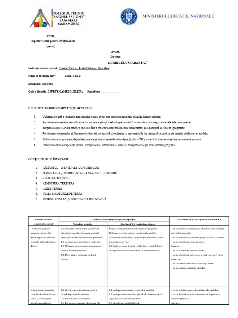 Plan Ces Ix Geografie 20192020 | PDF