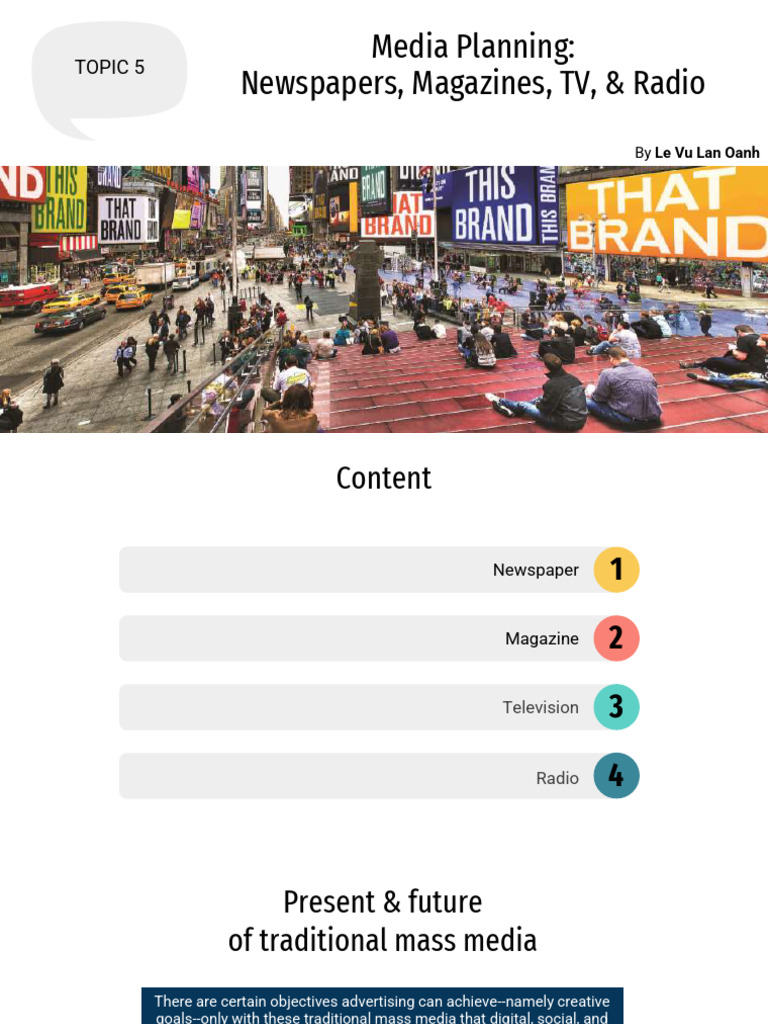 Topic 5 - Newspapers Magazines TV Radio - Lanoanhlv | PDF | Television ...