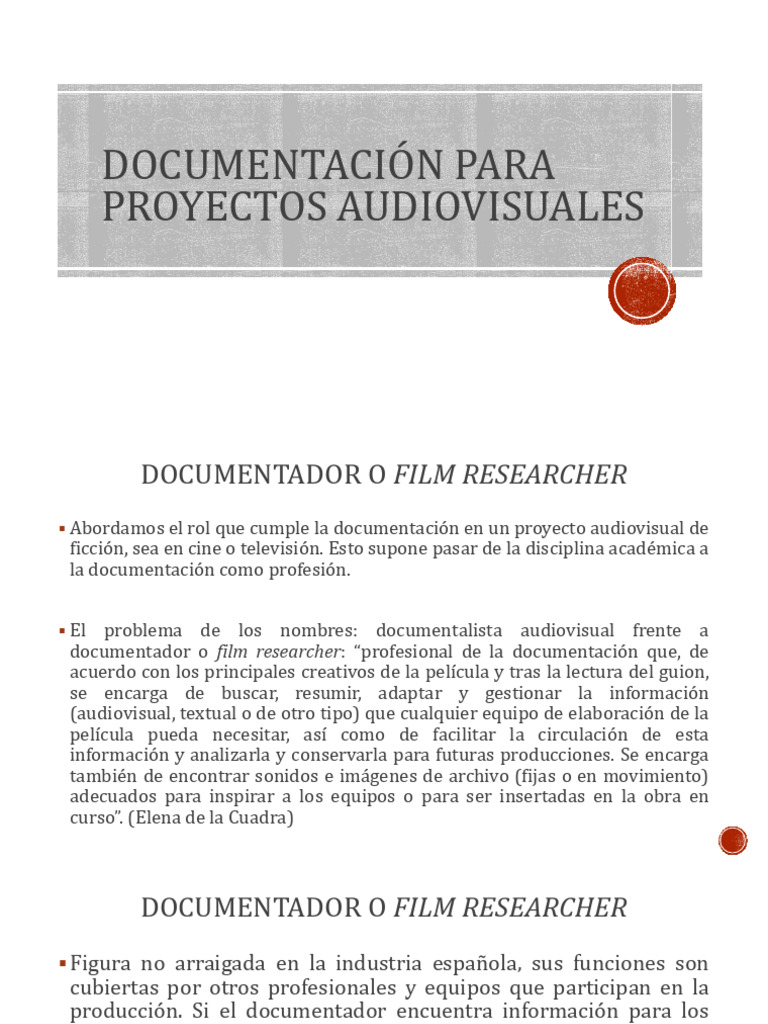 Rol del Documentador en Audiovisuales | PDF