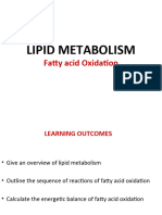 Lipid Metabolism Lecture 1 Notes - Fatty Acid Oxidation - 2024