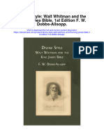 Download Divine Style Walt Whitman And The King James Bible 1St Edition F W Dobbs Allsopp full chapter