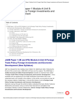 IE and IFS Module-A Unit 8 - Foreign Trade Policy Foreign Investments and Economic Development