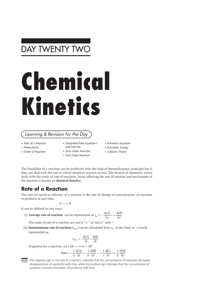 NEET Chemical Kinetics Overview | PDF | Reaction Rate | Reaction Rate ...