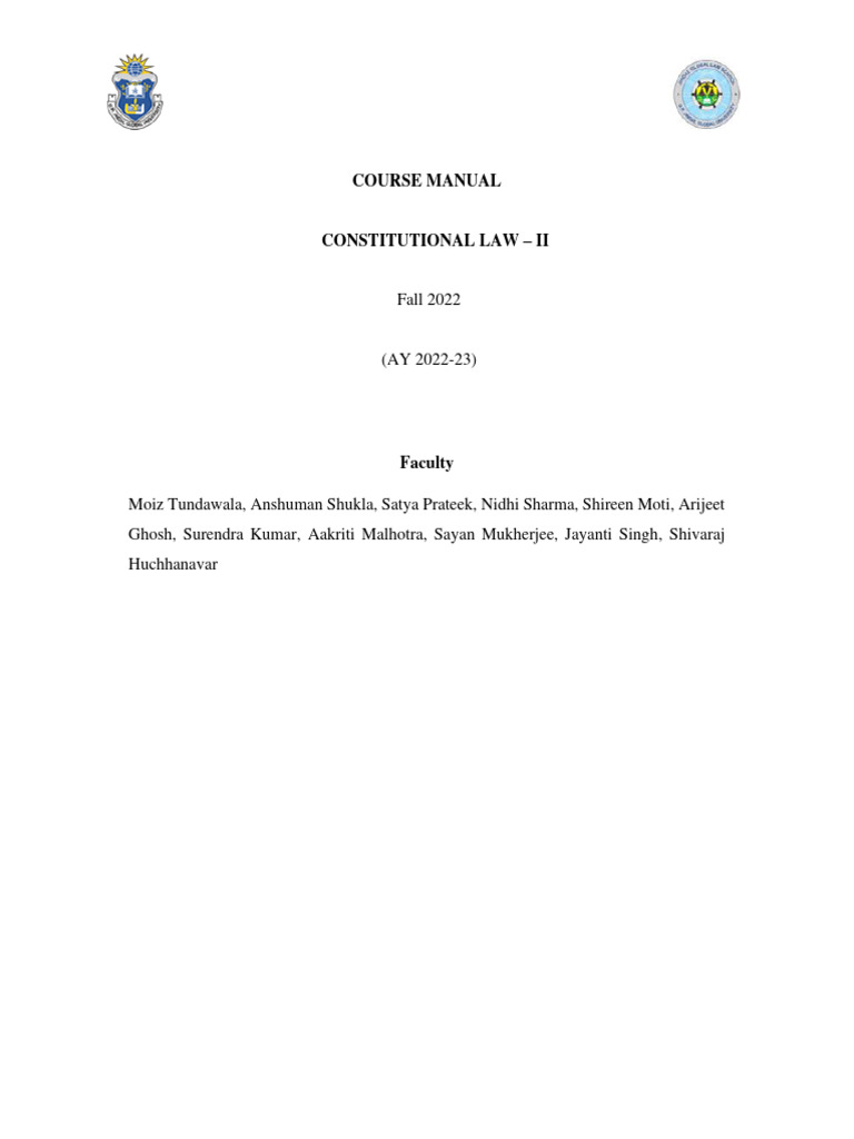 Constitutional Law II Course Manual | PDF | Government | Justice