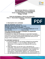 Guía de Actividades y Rúbrica de Evaluación - Unidad 2 - Paso 3 - Diversidad Lingüística Colombiana, Informe de Estudio
