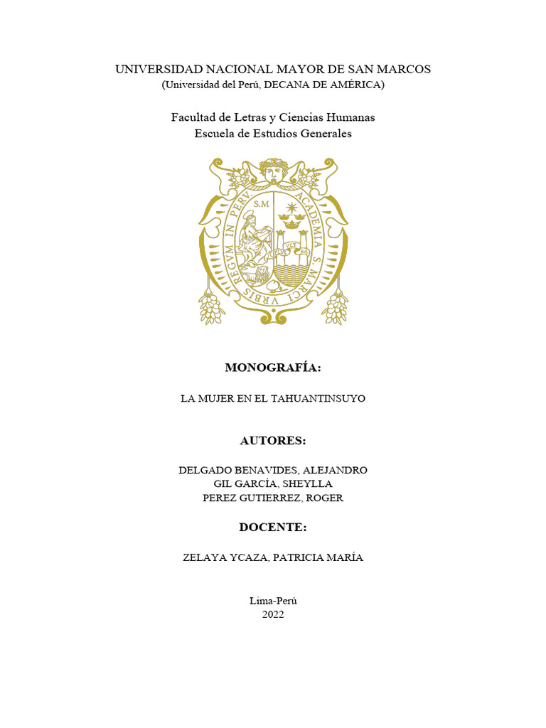 La Mujer en el Tahuantinsuyo | PDF | Imperio Inca | Matrimonio