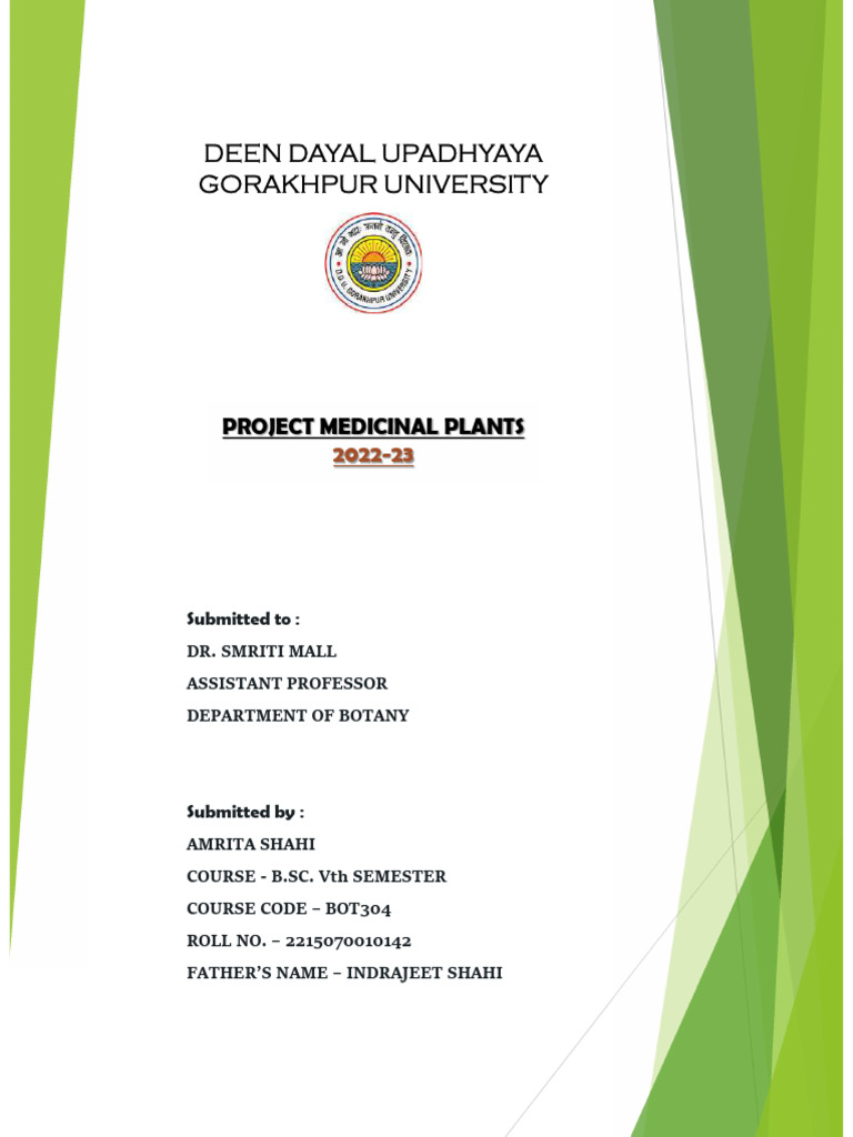 B.Sc. Botany Medicinal Plants Project | PDF