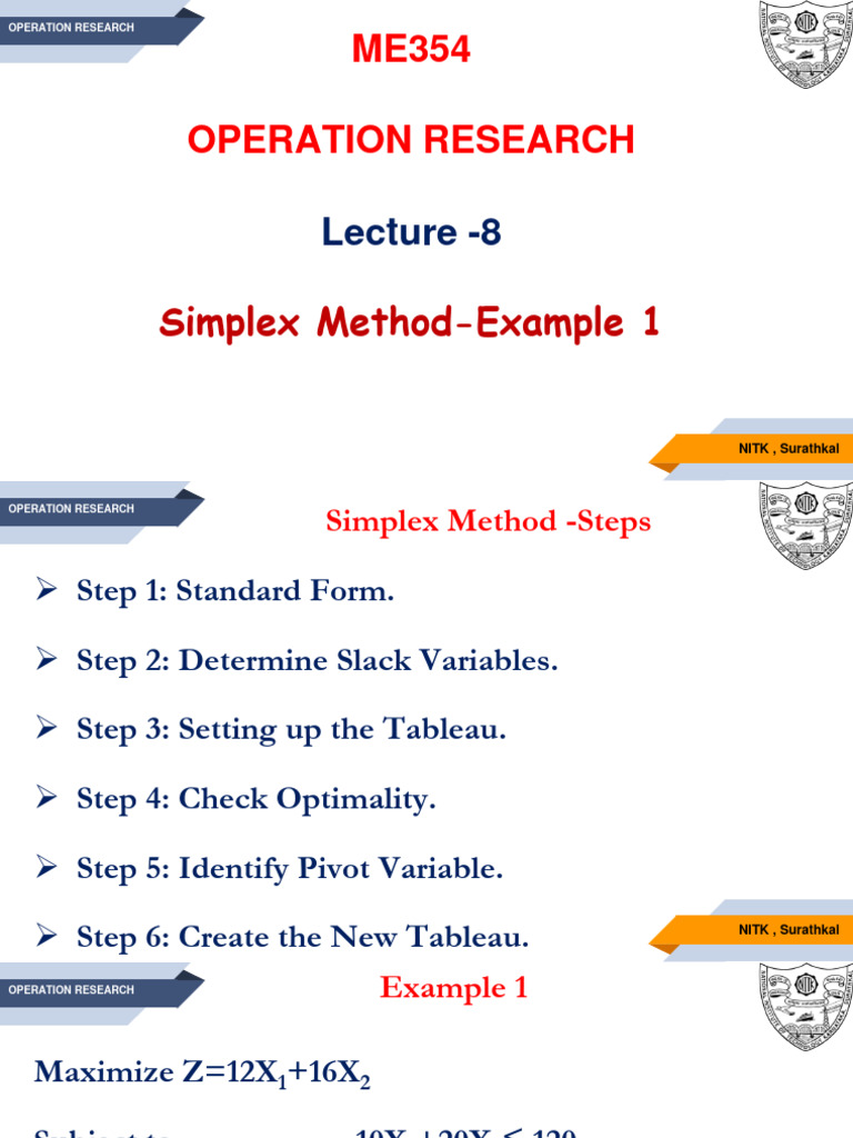 Lecture 8 Sloving a Simplex Problem | PDF | Mathematical Logic | Analysis