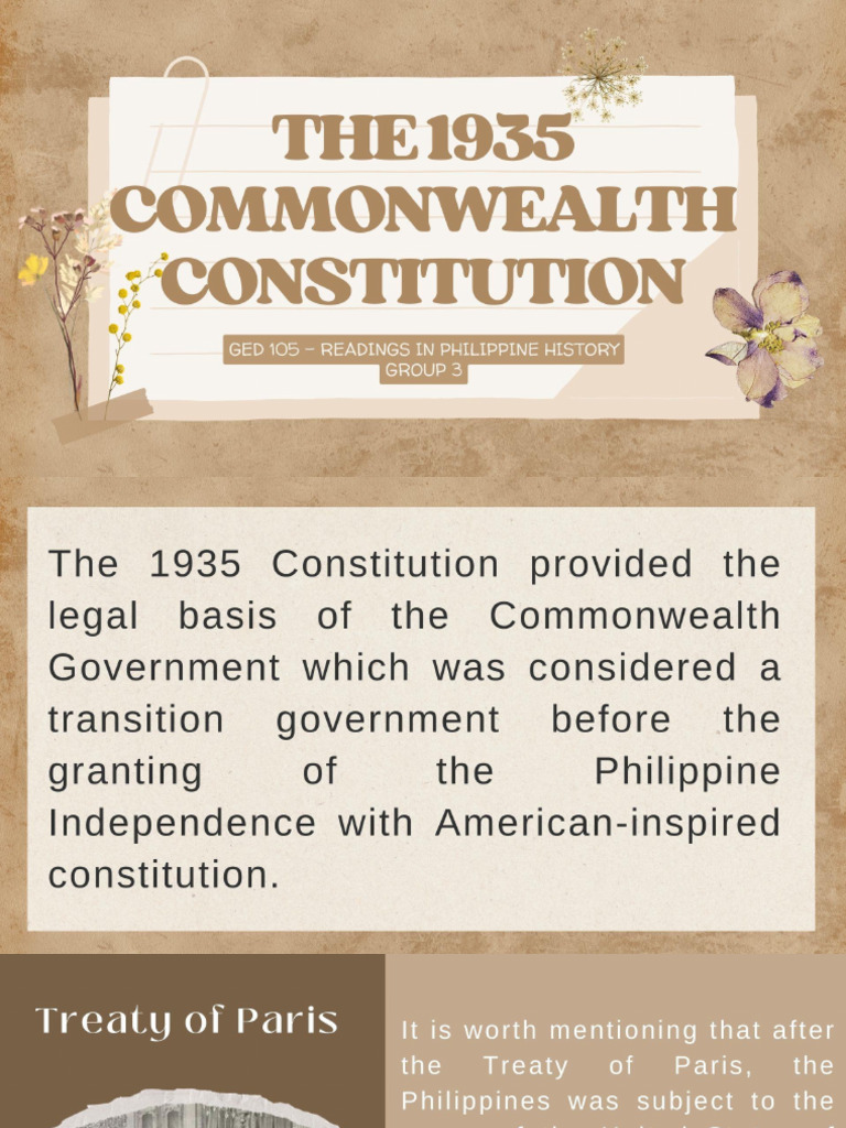 Group 3 The 1935 Commonwealth Constitution RIPH | PDF