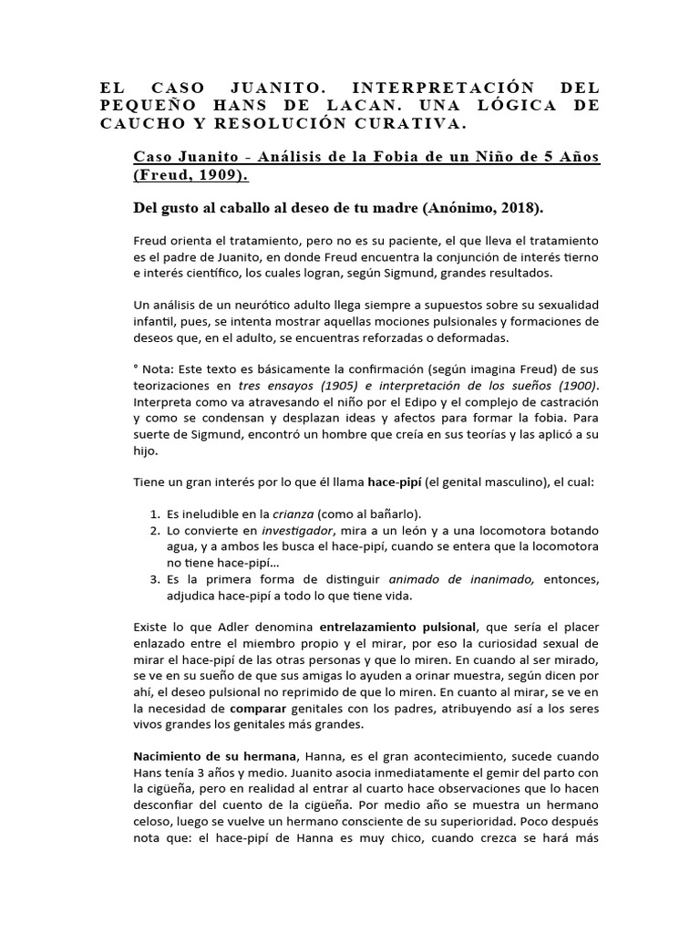 El Caso Juanito | PDF | Complejo de Edipo | Neurosis
