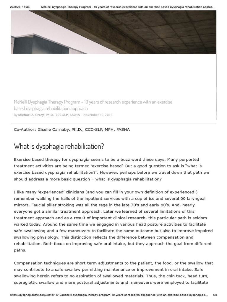 McNeill Dysphagia Therapy Program | PDF | Physical Therapy | Clinical ...