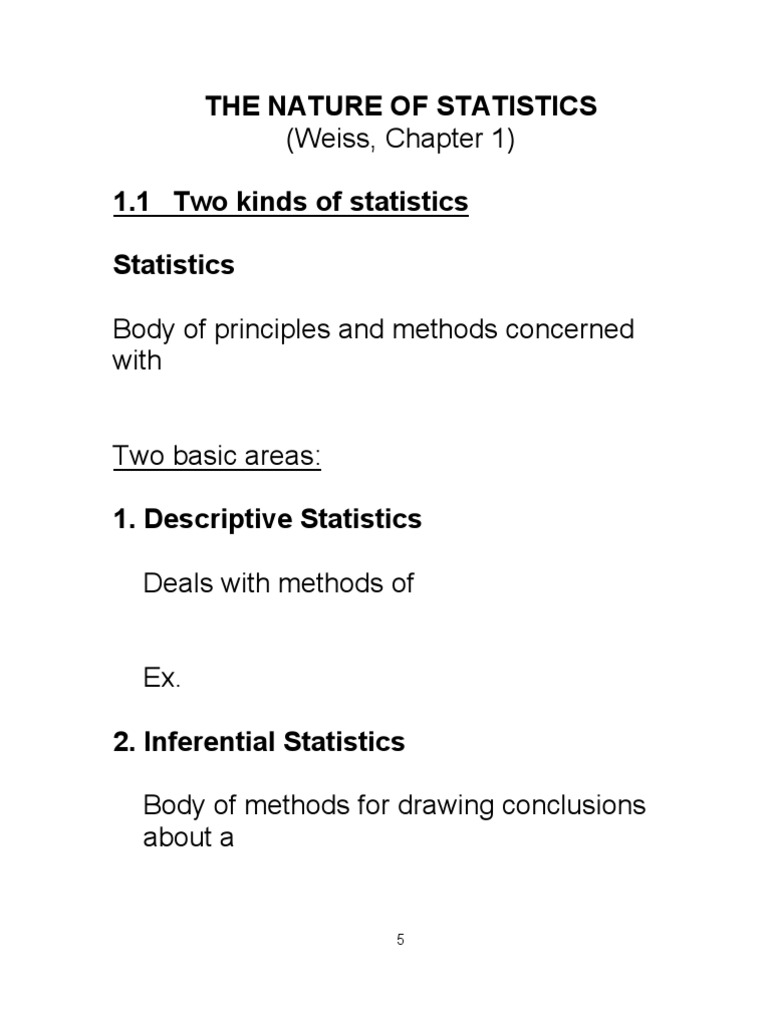 Nature of Statistics PDF Statistical Inference Statistics