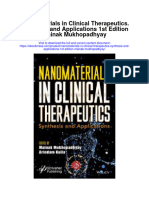 Nanomaterials in Clinical Therapeutics Synthesis and Applications 1St Edition Mainak Mukhopadhyay Full Chapter
