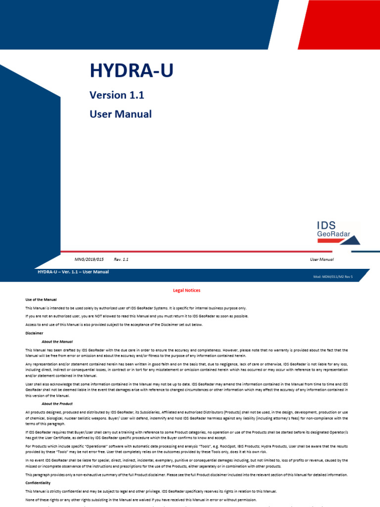 Hydra U User Manual 1 1 Pdf Safety Disclaimer