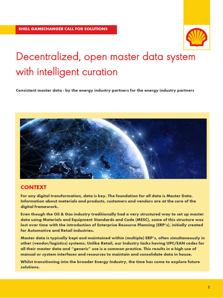 Game changer call for solutions decentralized open master data systems