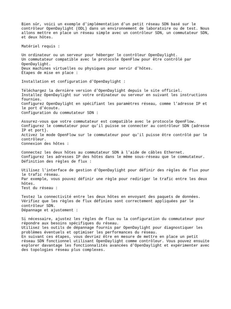 Implémentation d'un réseau SDN avec ODL | PDF