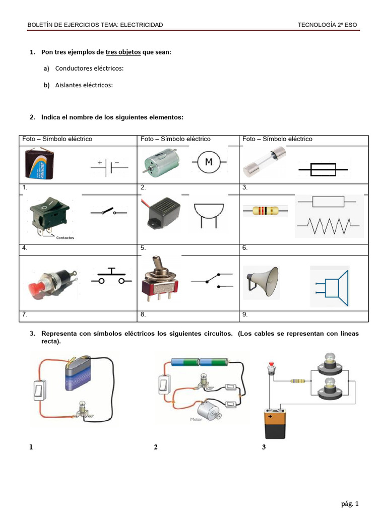 Ejercicios de Electricidad 2º ESO | PDF | Cambiar | Resistencia ...