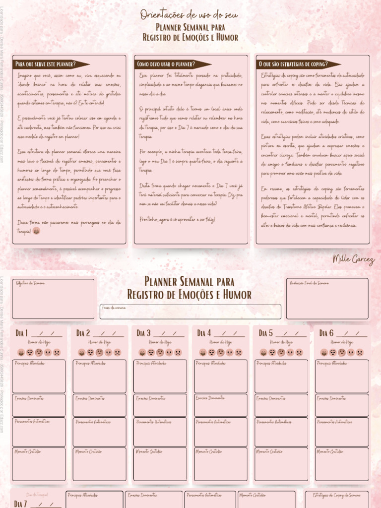 Planner semanal para registro de emocoes e humor final download
