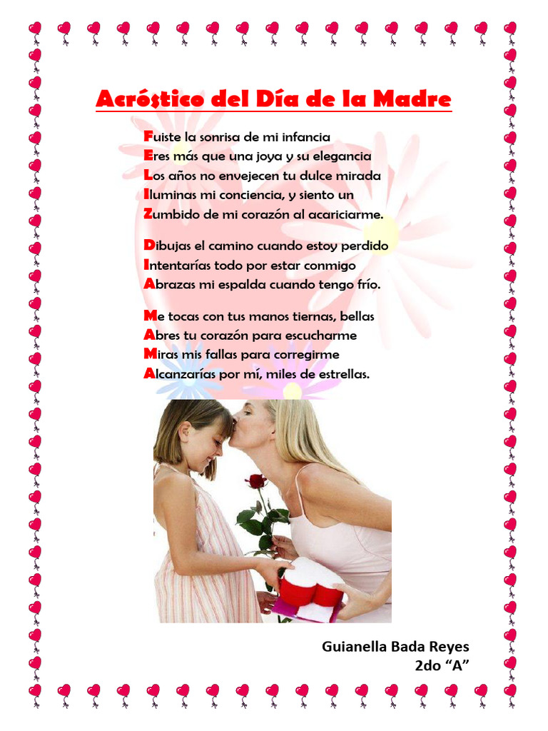 Acrostico Del Dia de La Madre PDF Poesía