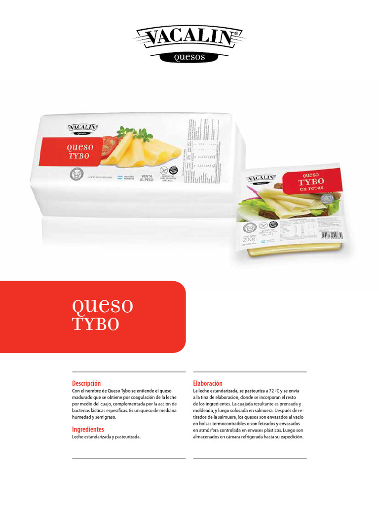 Queso Tybo: Características y Nutrición | PDF | Queso | Etiqueta de ...