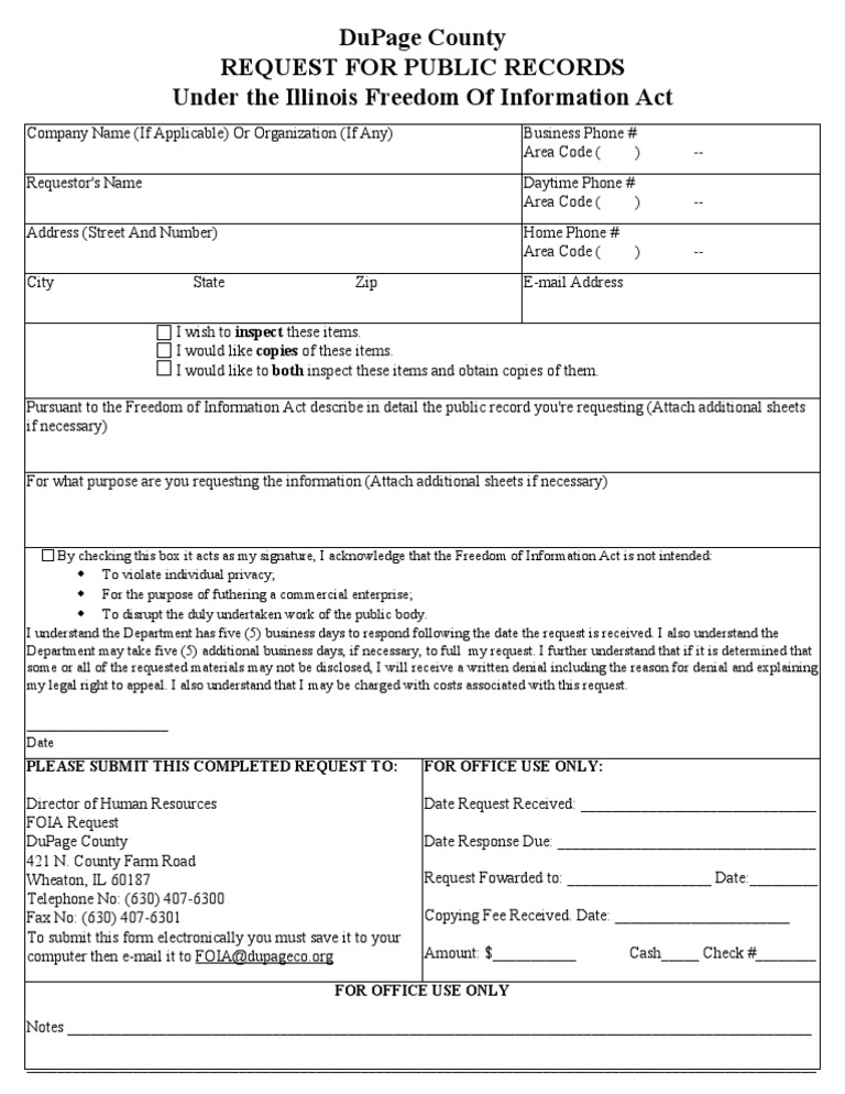 DuPage County FOIA Request Form | PDF