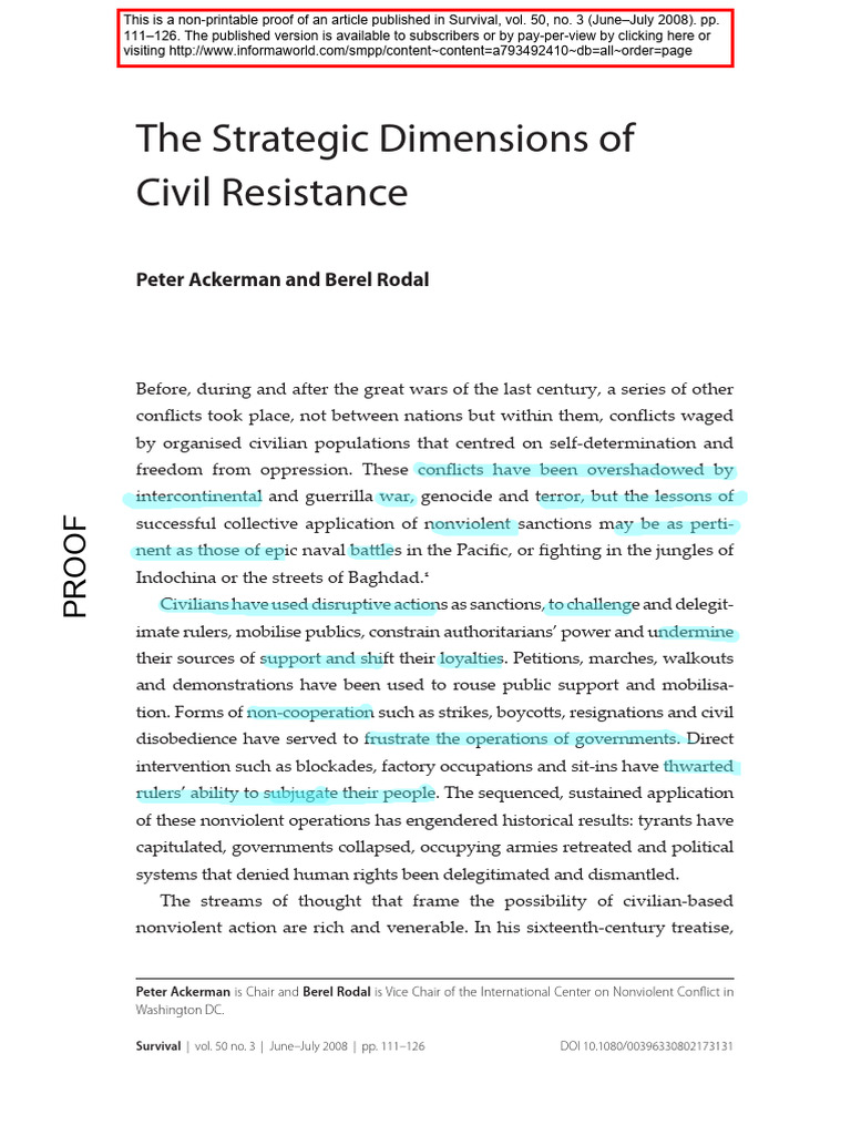 Nonviolent Civil Resistance Strategies | PDF | Nonviolence | Human Rights