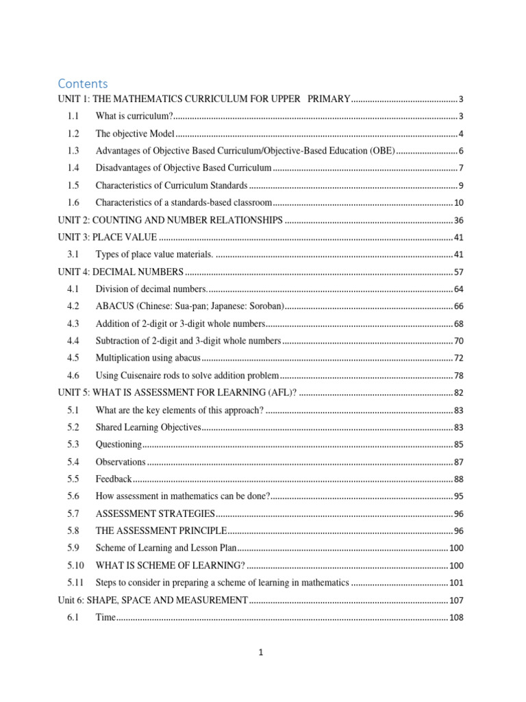 Upper Primary Mathematics Curriculum | PDF | Educational Assessment ...