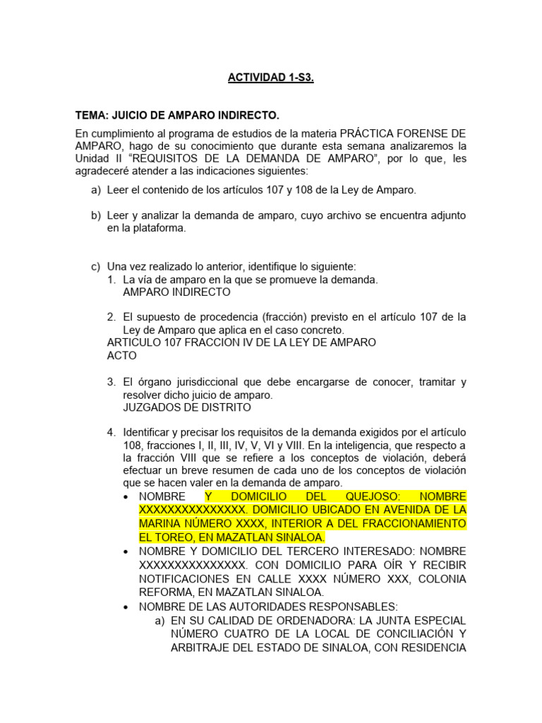 Requisitos Juicio Amparo Indirecto | PDF | Justicia | Crimen y violencia