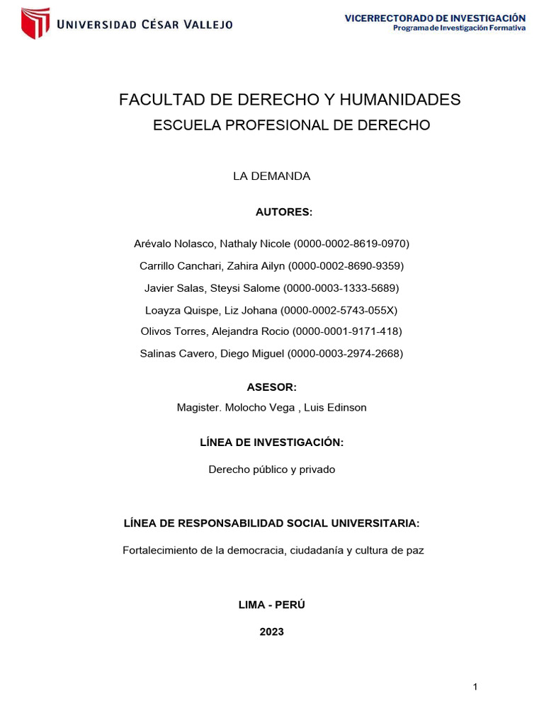 Tipos y Requisitos de la Demanda Legal | PDF | Demanda judicial | Ley ...