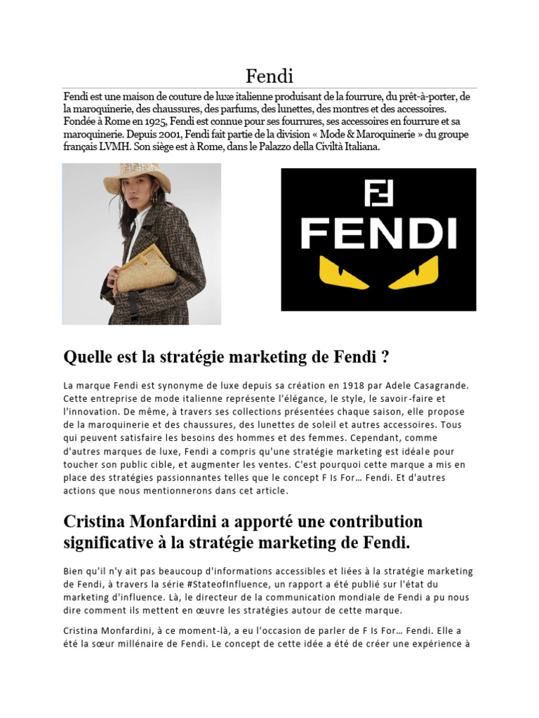 Stratégie marketing de Fendi en 2020 | PDF | Articles de luxe ...