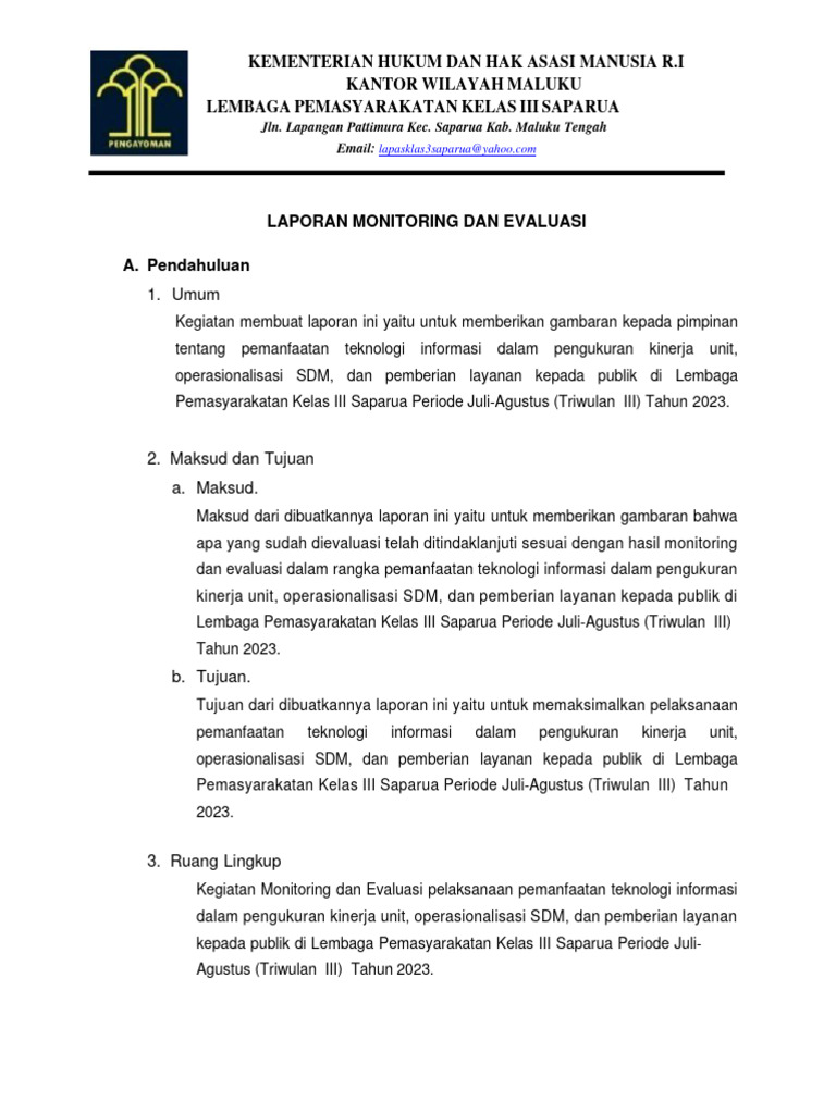 Laporan Evaluasi Teknologi Informasi Lapas | PDF | Komputer