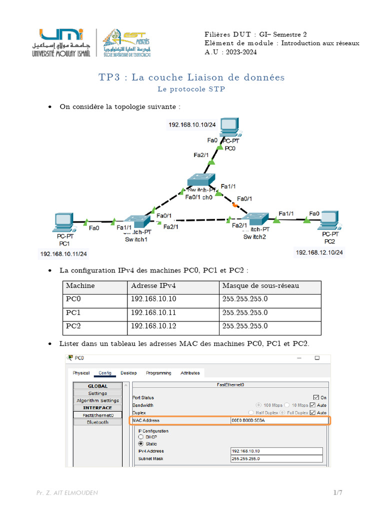 TP Réseaux : Protocole STP et Topologie | PDF | Standards informatiques ...