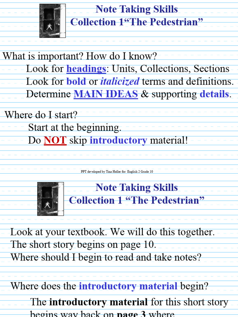 Note Taking Skills for "The Pedestrian" | PDF | Plot (Narrative)