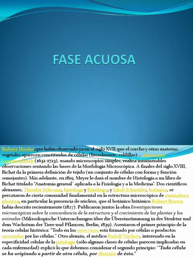 FASE ACUOSA Organismos Biología Celular)