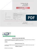 Matricula de Inscripcion Camara Nacional de Comercio