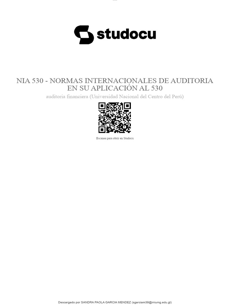 Nia 530 Normas Internacionales de Auditoria en Su Aplicacion Al 530 PDF ...