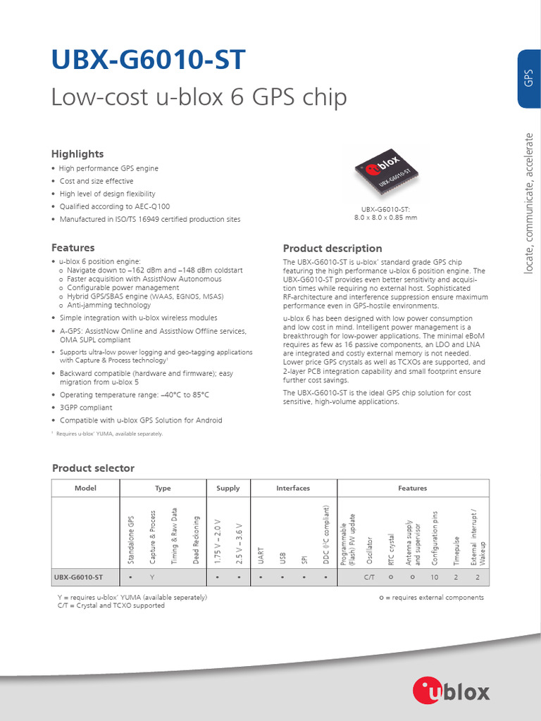 UBX G6010 ST - ProductSummary - (GPS.G6 HW 09001) | PDF | Global ...