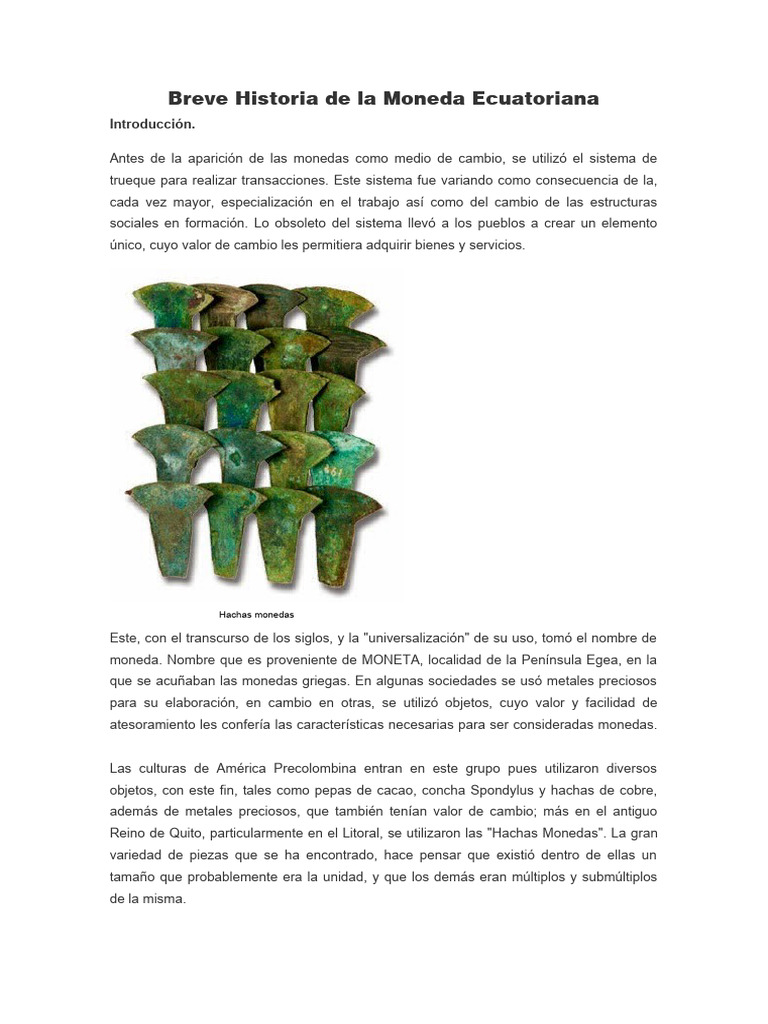 Historia de la Moneda Ecuatoriana | PDF | Monedas | Numismática