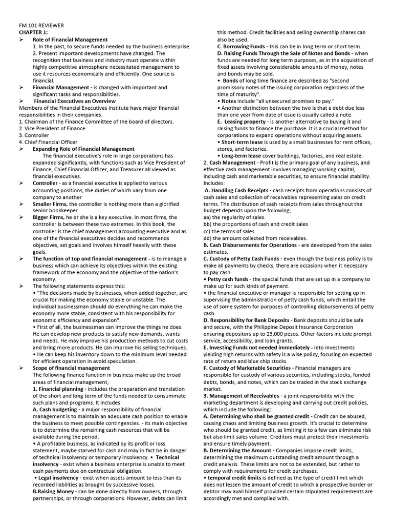 Fm 101 reviewer1 pdf stocks preferred stock