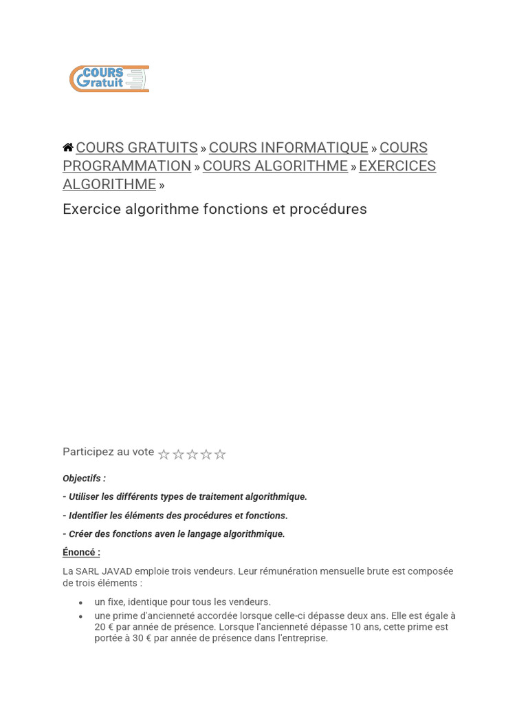 Cours Gratuits Cours Informatique Cours Programmation Cours Algorithme ...