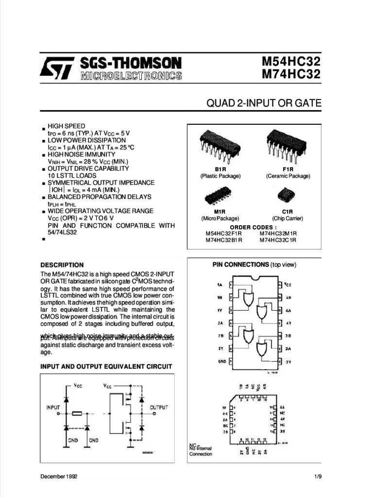 PDF Datasheet 7432 or PDF - Compress | Download Free PDF | Cmos | Logic ...