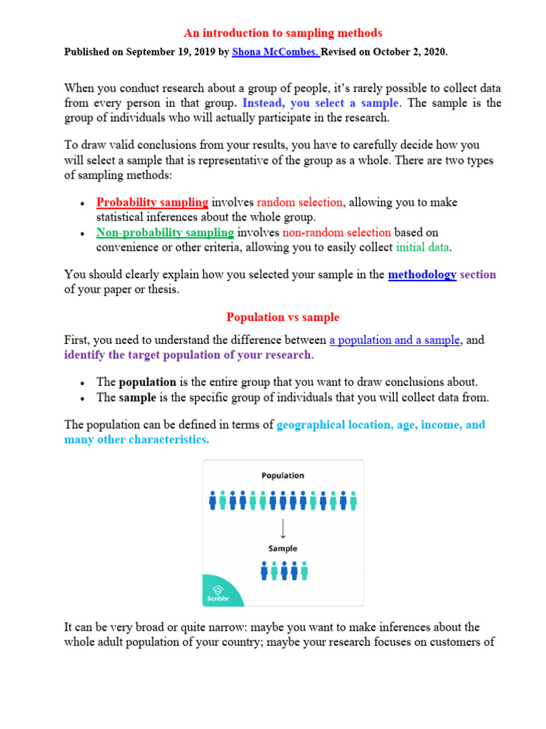 Overview of Sampling Methods in Research | PDF | Sampling (Statistics ...