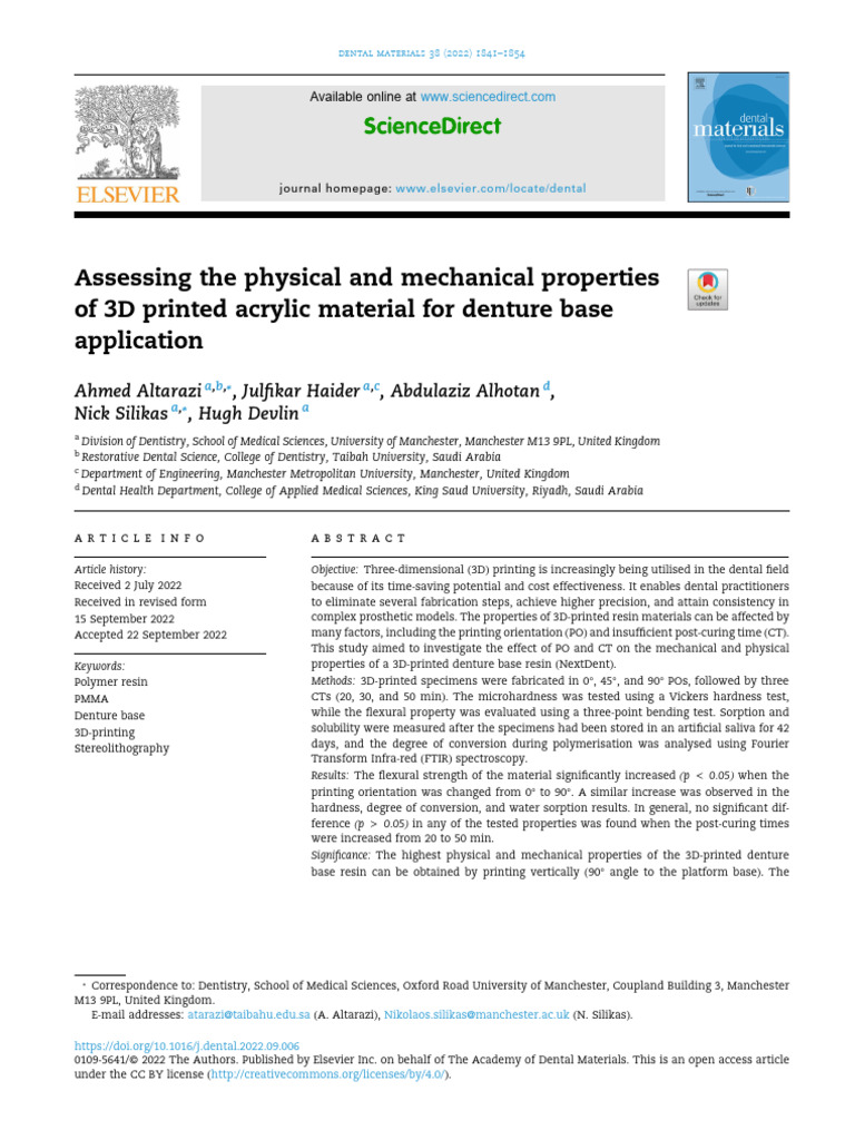 AA2023 Assessing The Physical and Mechanical Properties 3D Printed ...