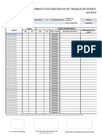 Formato de Asistencia de Trabajo en Horas Extras: Fecha Curso Programado Turno