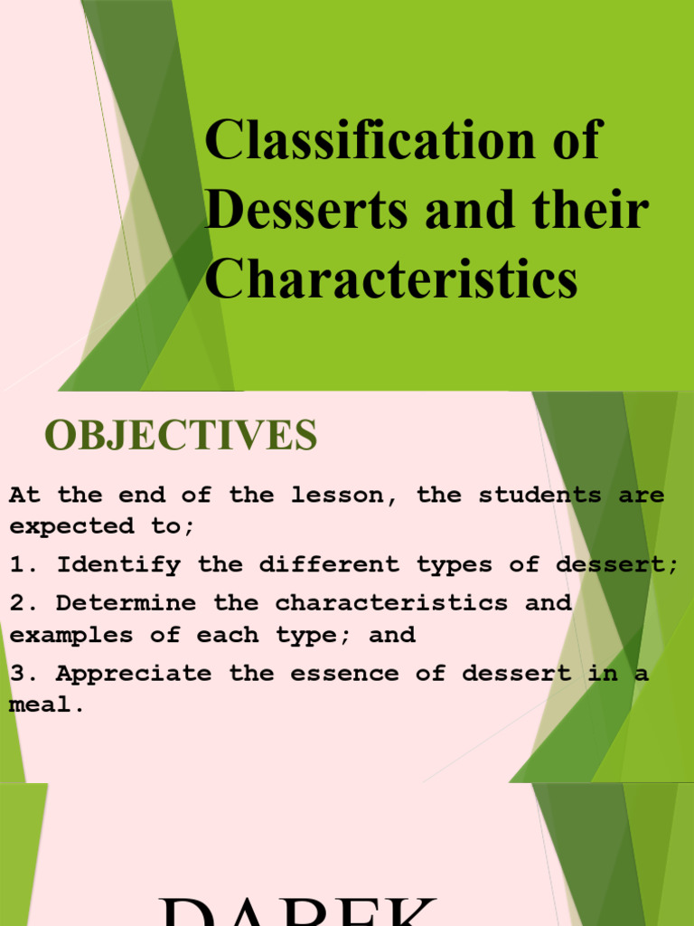 Classificationofdessert PDF Desserts Cakes