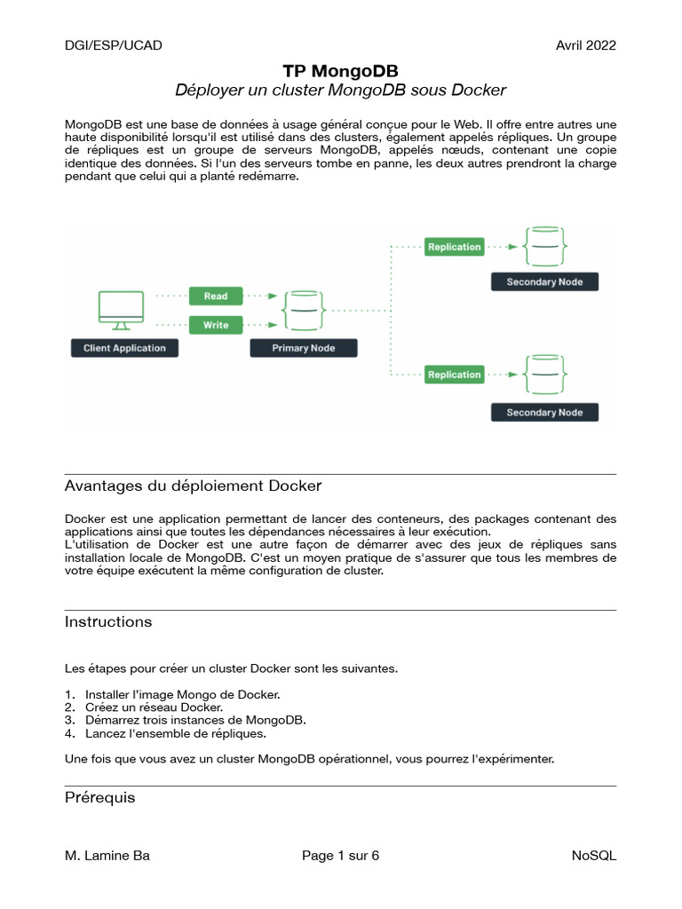 Déploiement d'un cluster MongoDB sous Docker | PDF | MongoDB | Grappe ...