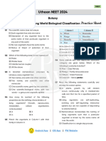 The Living World + Biological Classification - Practice Sheet - Uthaan NEET 2024