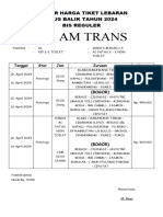 Daftar Harga Tiket Lebaran Bus