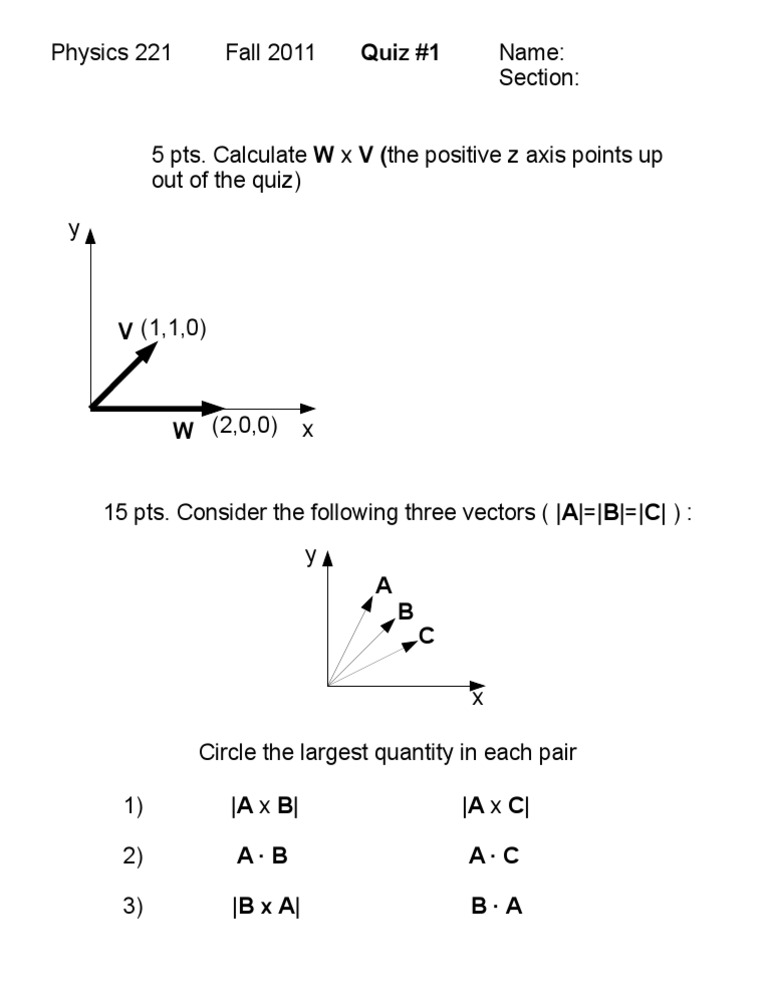 Vector Calculations and Comparisons | PDF